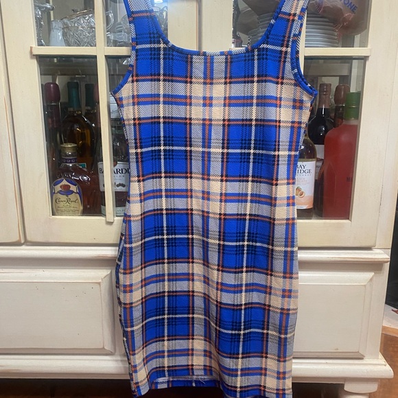 SHEIN Notched Neck Plaid Bodycon Dress - Picture 2 of 2